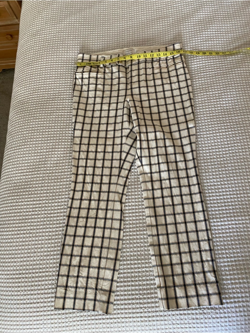 Anthropologie Beige Windowpane Trousers